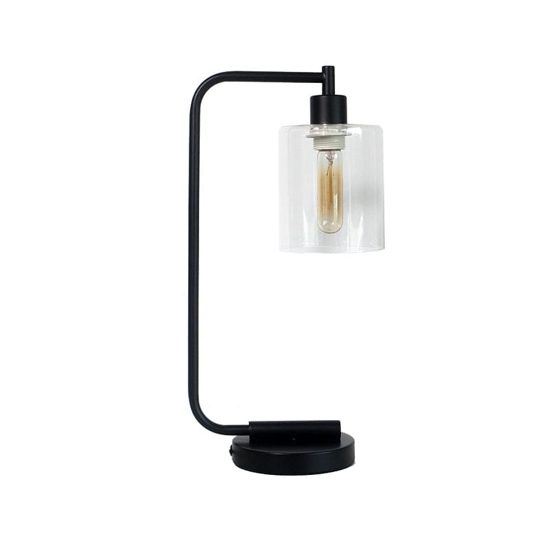 Minimalistisk Bordlampe i Metal og Stof – Moderne Cylindrisk Design