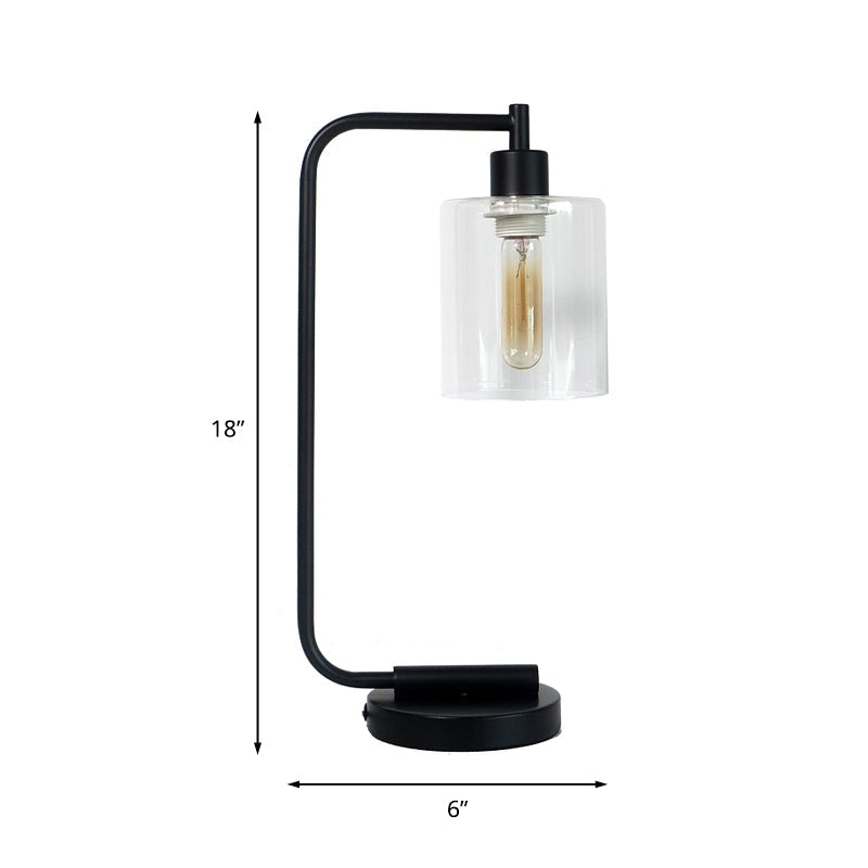 Minimalistisk Bordlampe i Metal og Stof – Moderne Cylindrisk Design